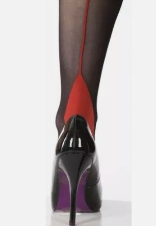 Black Stockings with Red Backseam and Cuban Heel (Medium)