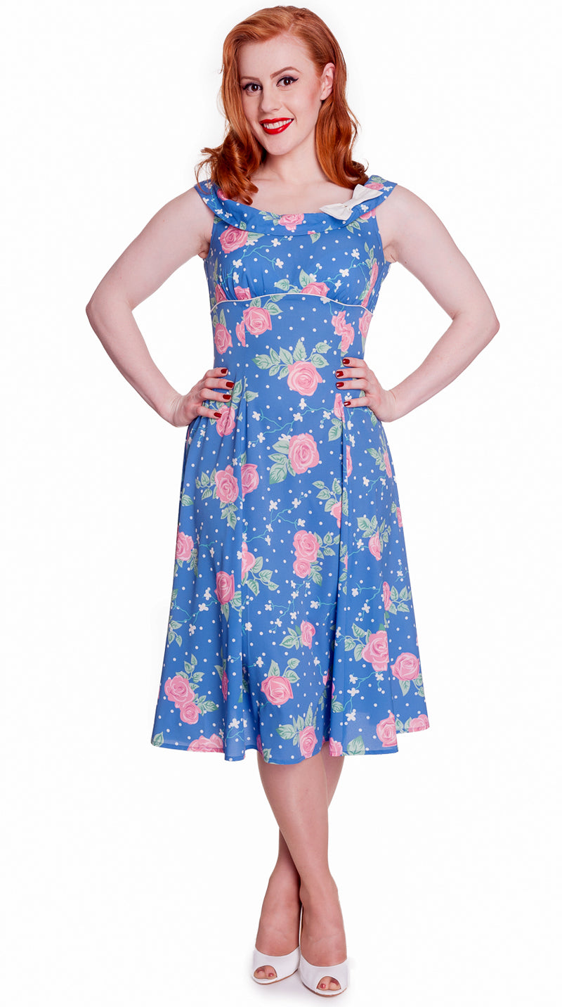 Darlene Retro Style Blue Dress (UK8/10)