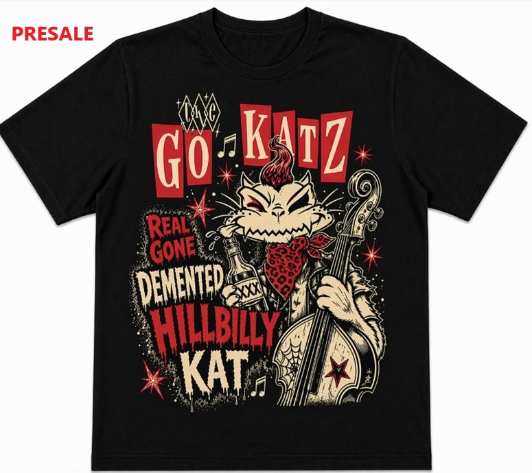 Real Gone Demented Hillbilly Kat t shirt Raucous Records 