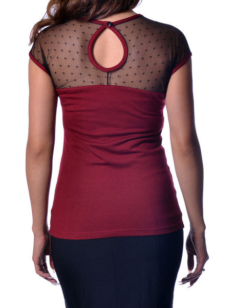 Miss Fancy Burgundy Top (UK12)