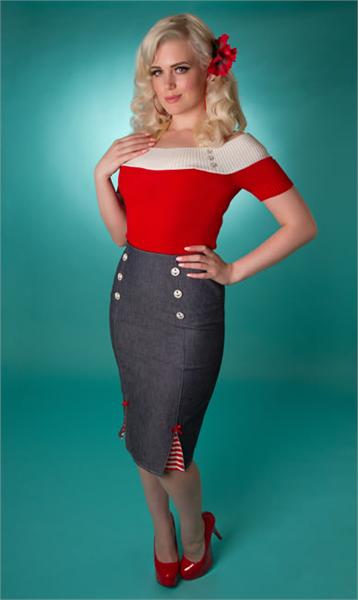 Nautical Nancy Anchor Red Off The Shoulder Top (UK8/UK10)