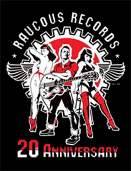 Raucous Records 20th Anniversary T-Shirt (Girls Slim-Fit size Medium)