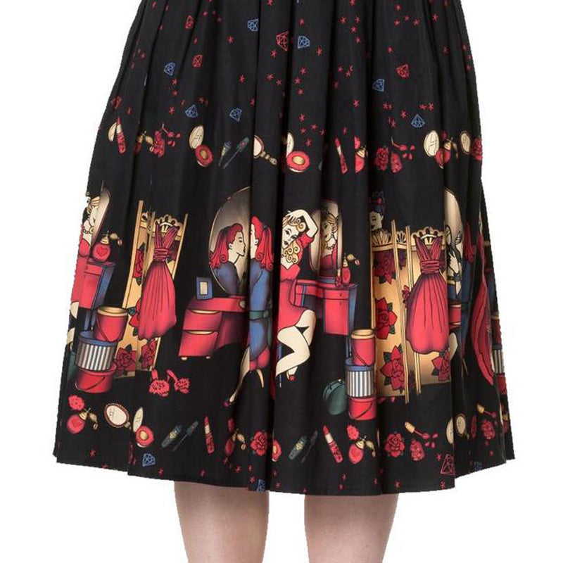 Vanity Black 1950s Style Circle Skirt (UK8/UK10)