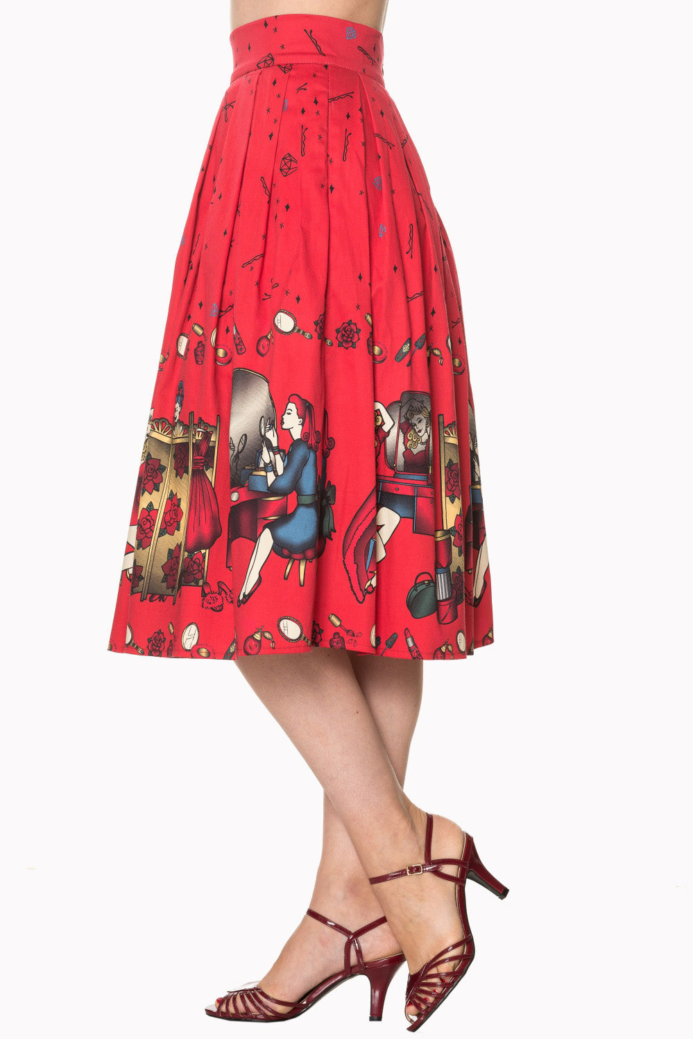 Vanity Red 1950s Style Circle Skirt (UK10/UK14)