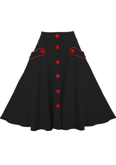 Red Rose Swing Circle Skirt (UK10)