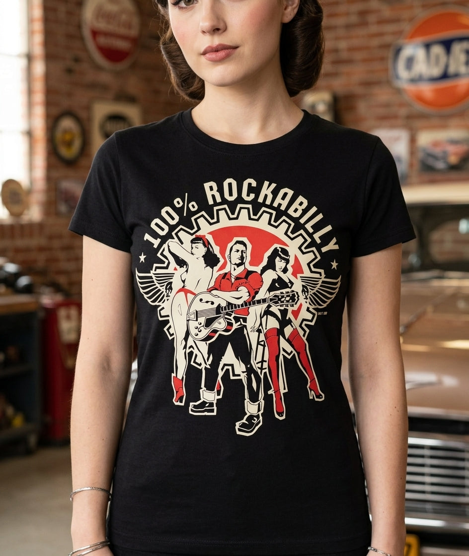 100% Rockabilly T-Shirt (sizes: SMALL or Girls Slim-Fit Medium)