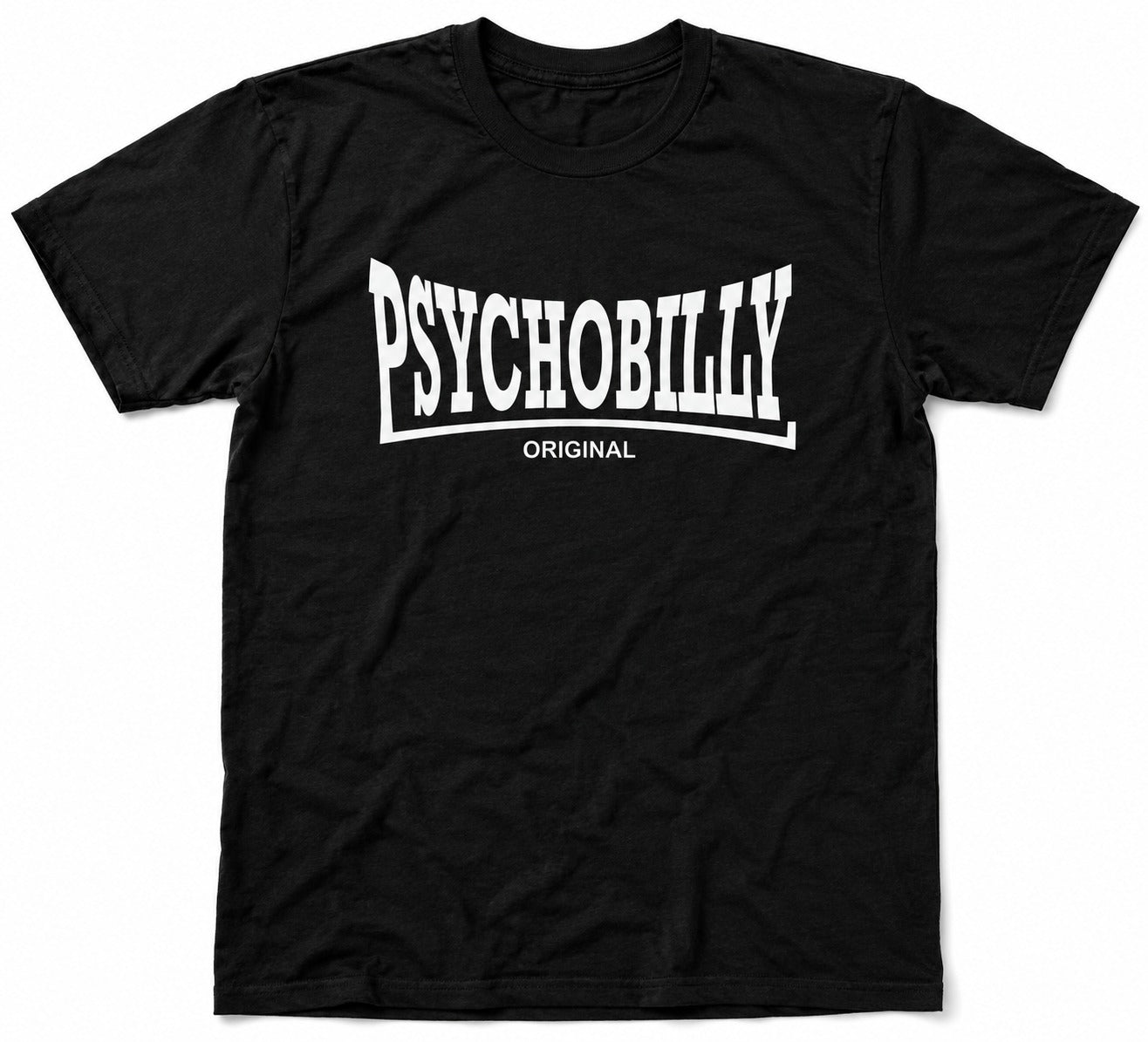 black cotton t-shirt with the Psychobilly Original design.