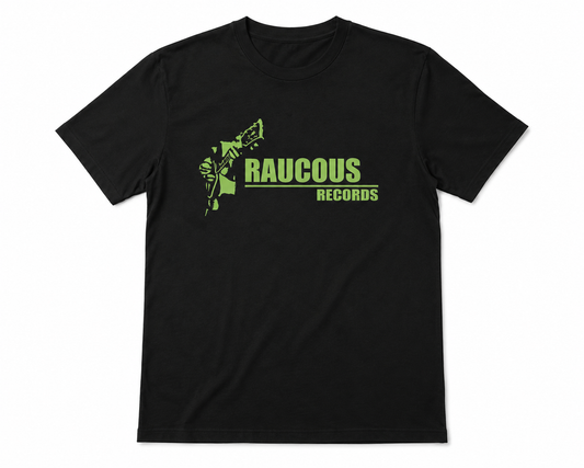 Raucous Records Logo Black T-Shirt