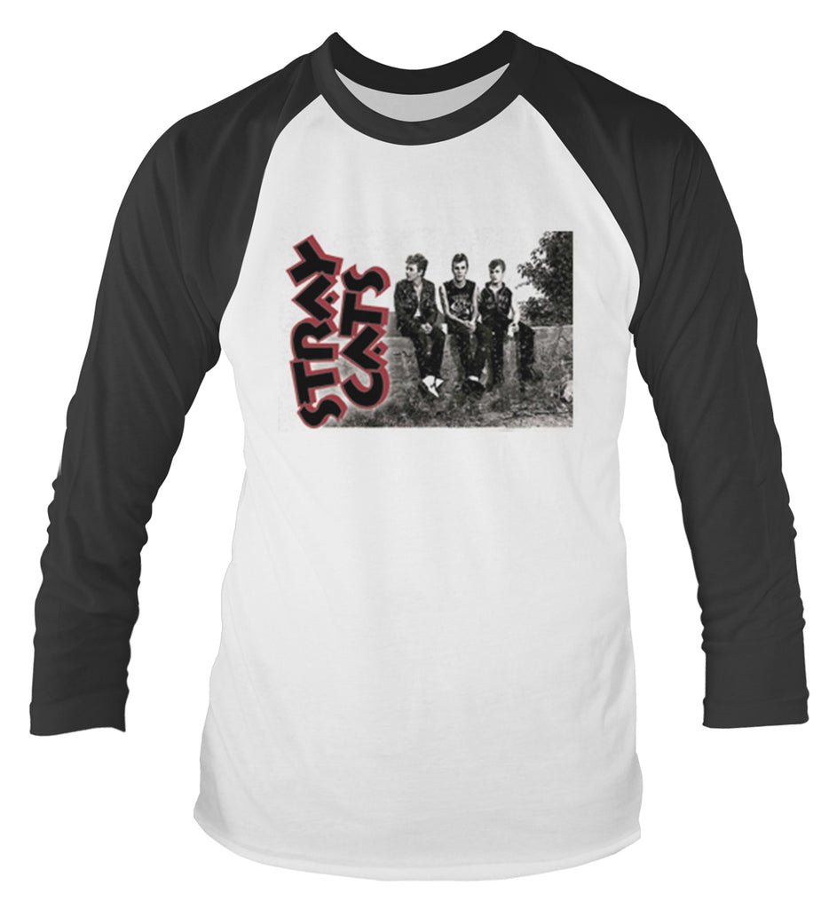 A 3/4 sleeve raglan baseball t-shirt with a black body and black sleeves, featuring a front graphic of the band Nirvana with their 'Divergent' album art on a white background.