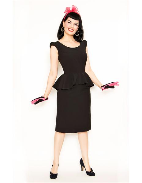 Alice Peplum Pencil Black Dress (UK12)