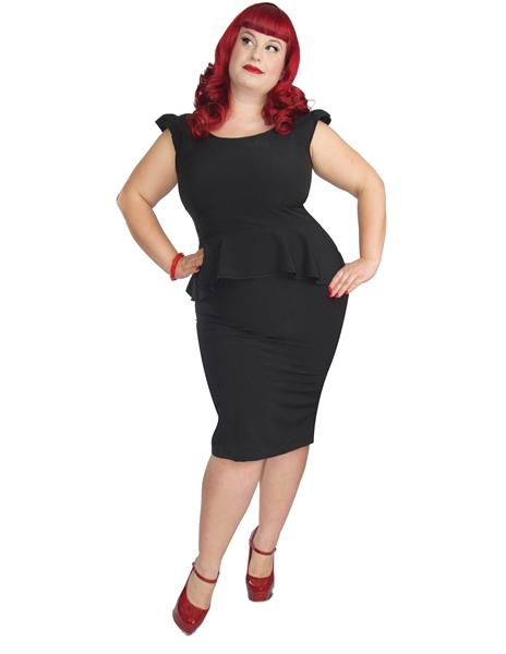 Alice Peplum Pencil Black Dress (UK12)