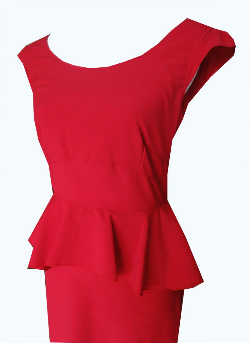 Alice Peplum Red Dress (UK8/10/12/14)