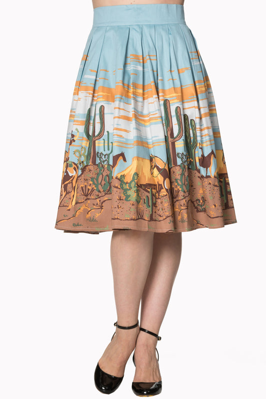 Arizona Blue 1950s Style Circle Skirt (UK12)