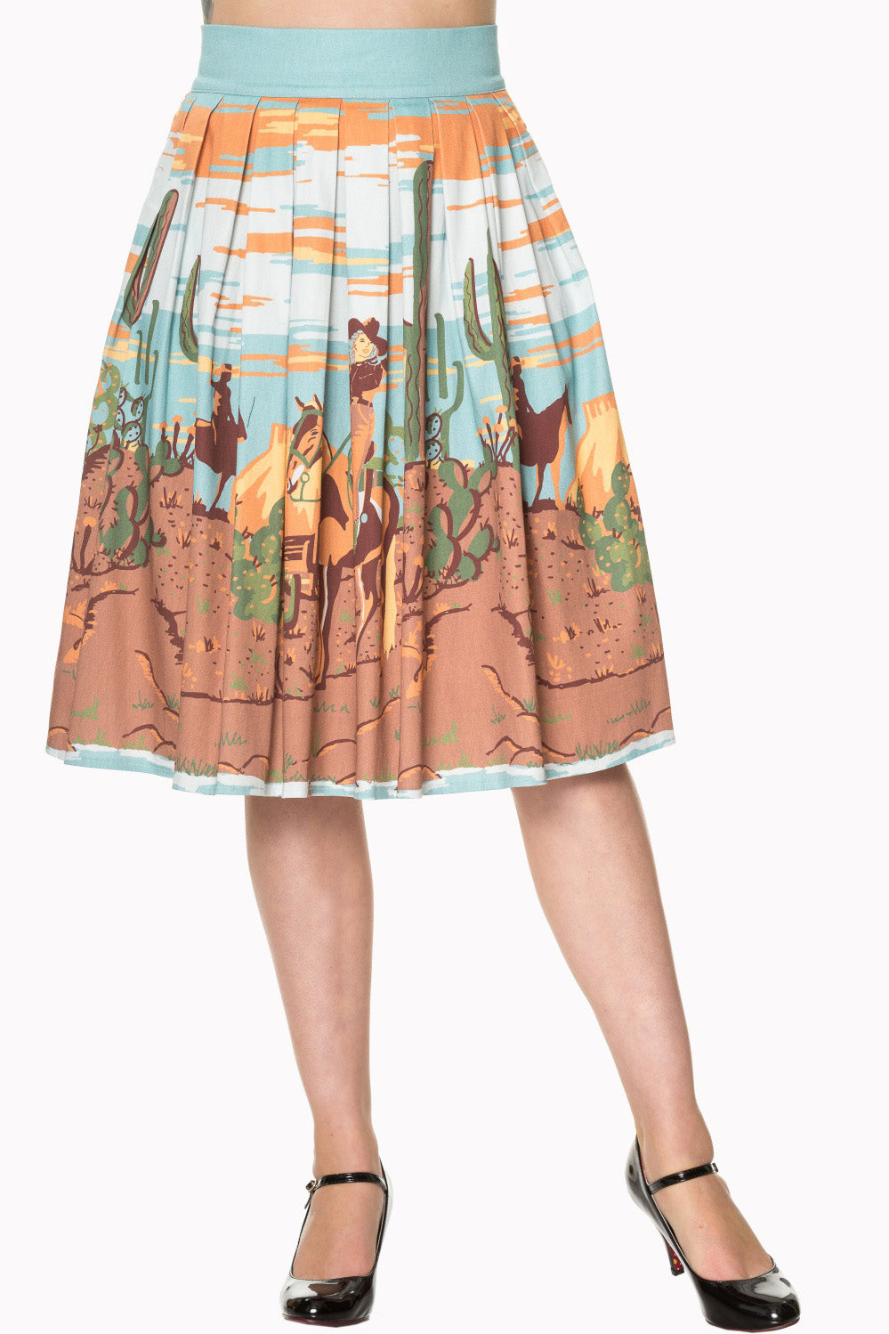 Arizona Blue 1950s Style Circle Skirt (UK12)