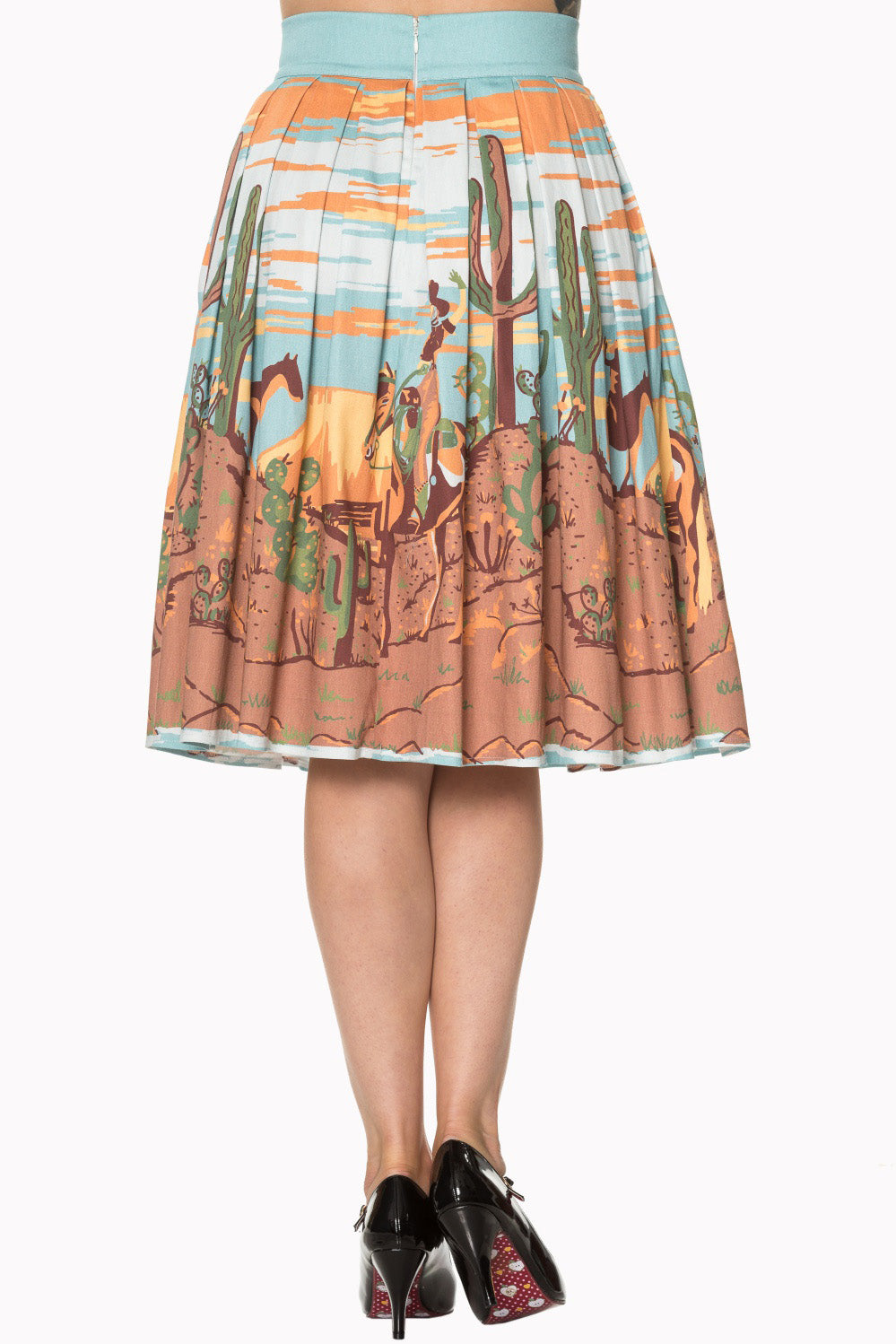 Arizona Blue 1950s Style Circle Skirt (UK12)