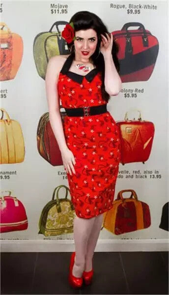 Atomic Red Pencil Dress (UK8 or UK12)