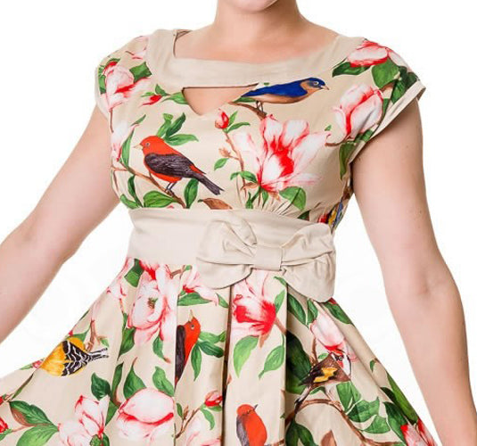 Birds and Flowers 1950s Style Dress (UK10/12)