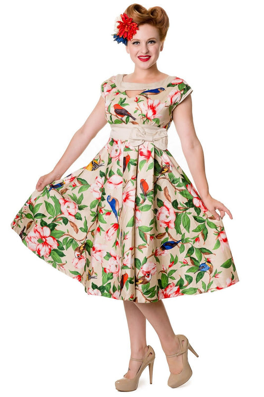 Birds and Flowers 1950s Style Dress (UK10/12)