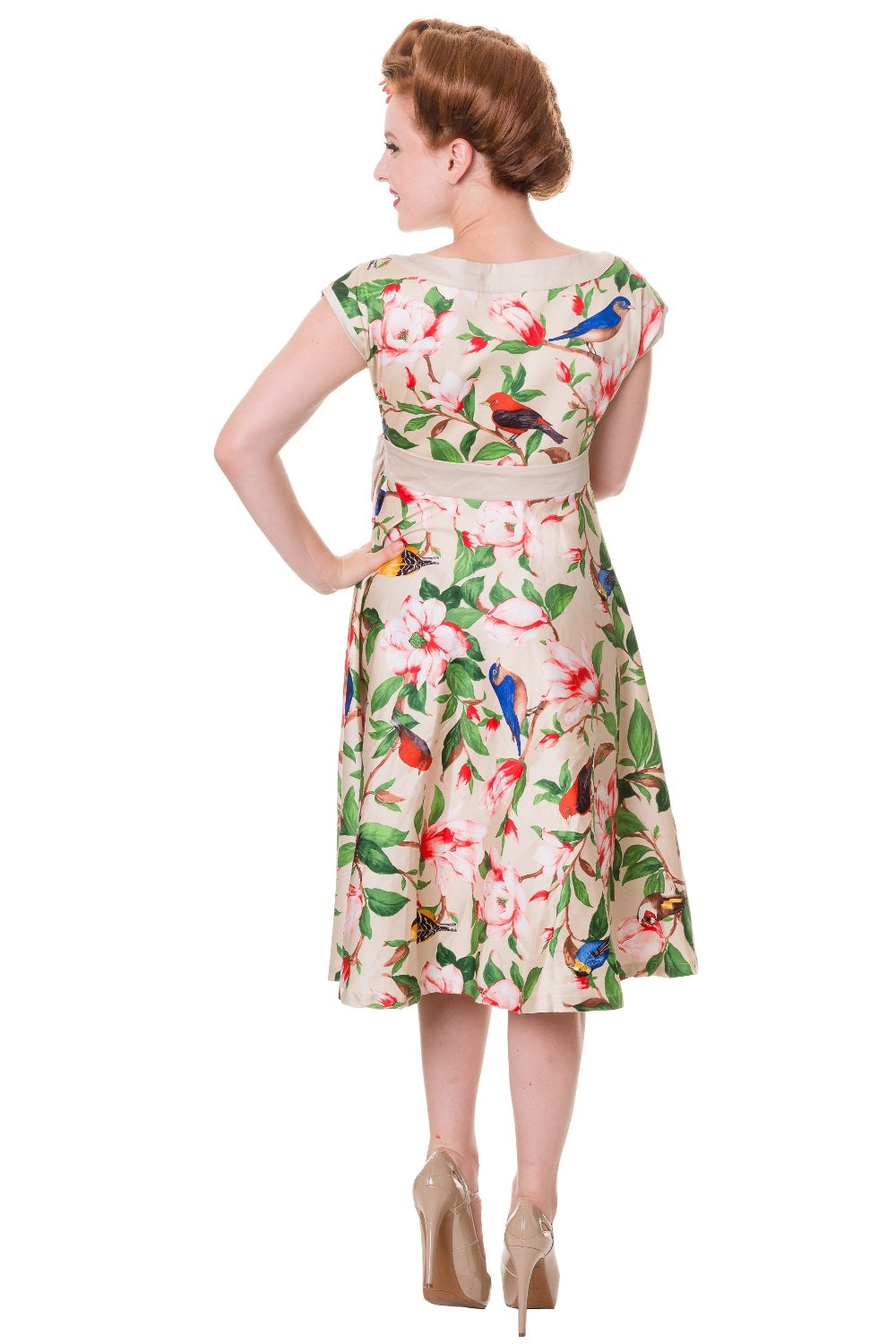 Birds and Flowers 1950s Style Dress (UK10/12)