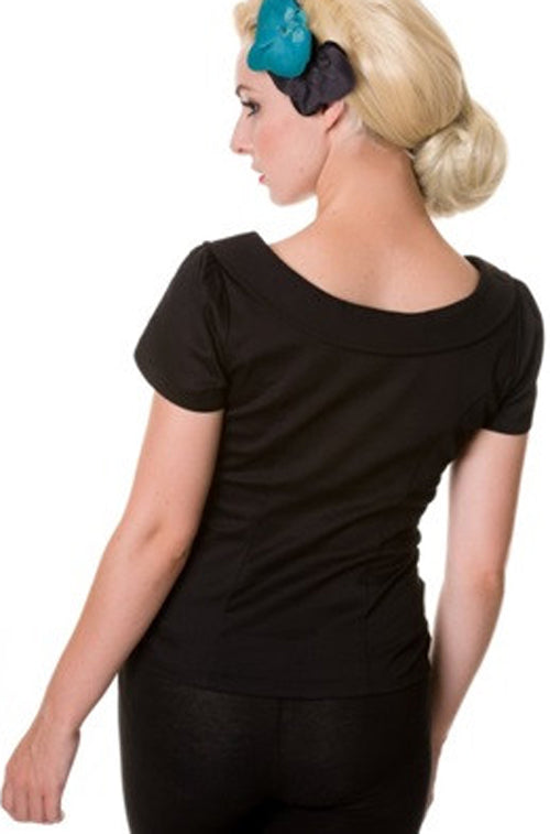 Vintage Style Black Top With A Tie Detail (UK10)