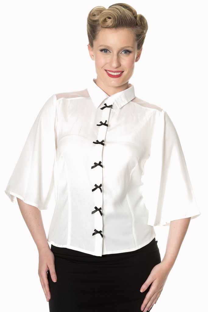 Bows Delight Oriental Style White Blouse (UK8/12/14)