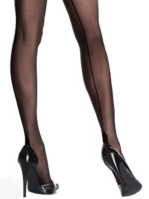 Black Tights with Black Cuban Heel and Seam (UK6-UK14)