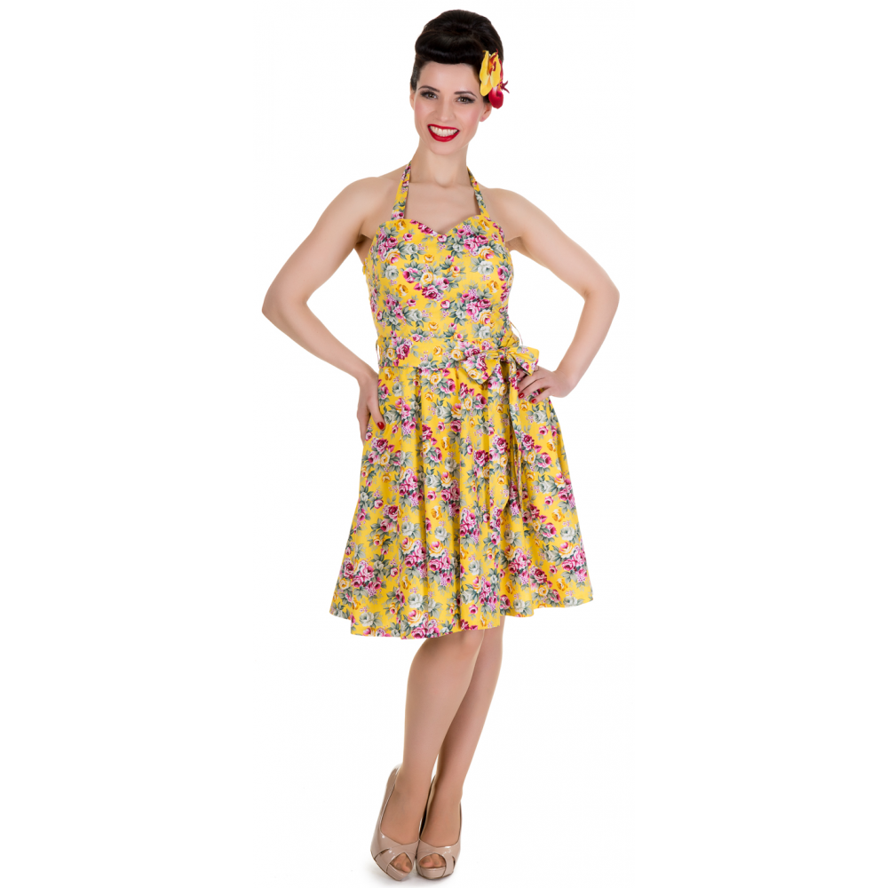 Cynthia Yellow Floral Swing Dress (UK8)