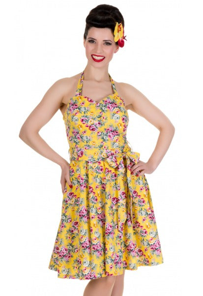 Cynthia Yellow Floral Swing Dress (UK8)