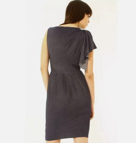 Fitted Pleated Shoulder Dress in denim blue (UK8/UK10/UK12)