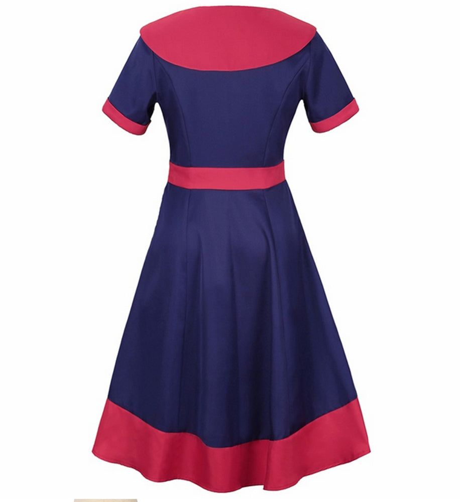 Isabella Navy Blue and Red Dress (UK8)