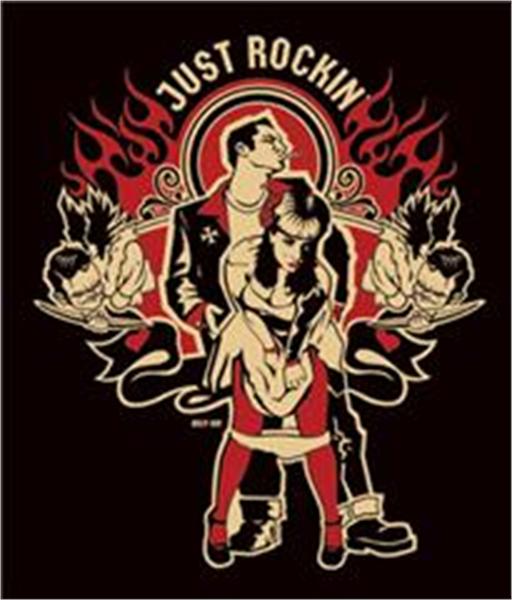 Just Rockin' T-Shirt (sizes: SMALL or Girls Slim-Fit size Medium)