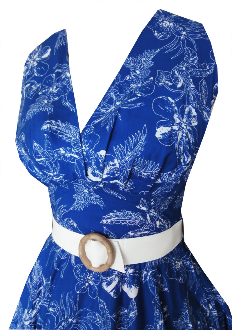 Lola Blue Hawaiian Print Swing Dress (UK14)