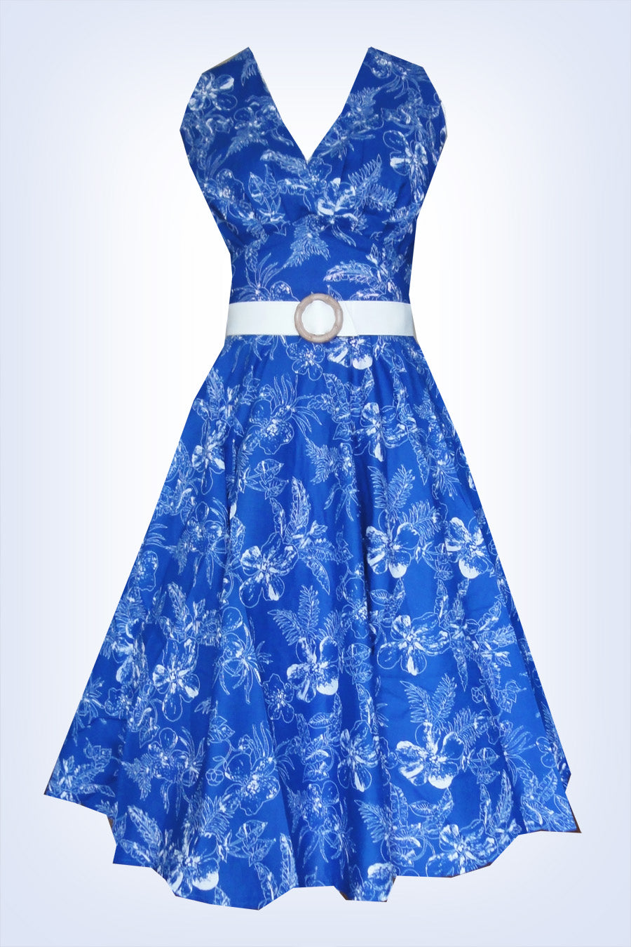 Lola Blue Hawaiian Print Swing Dress (UK14)