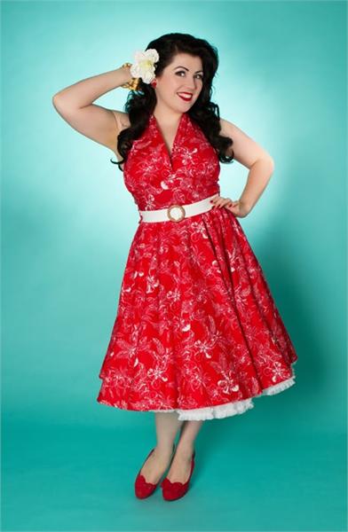 Lola Red Hawaiian Print Swing Dress (UK8/10/12/14/16)