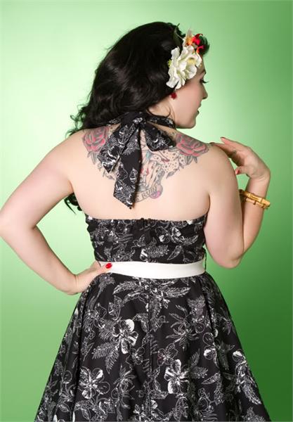Lola Black Hawaiian Print Swing Dress (UK8/10/12/14)
