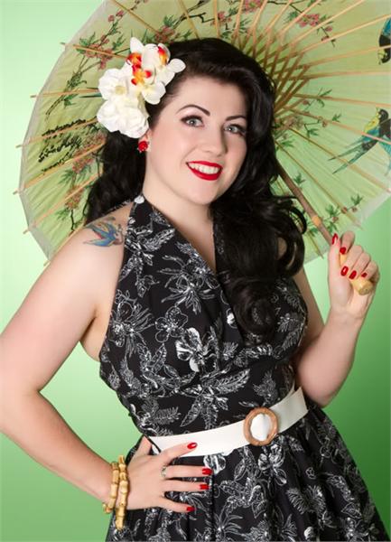 Lola Black Hawaiian Print Swing Dress (UK8/10/12/14)