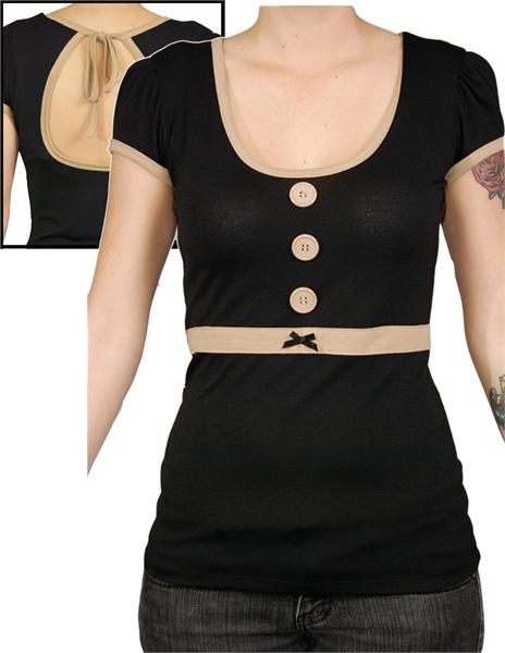 Magnolia Bow Black Top (UK8)