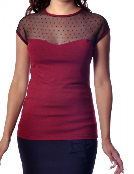 Miss Fancy Burgundy Top (UK12)