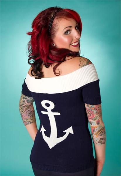 Nautical Nancy Anchor Blue Top (UK8/UK10)