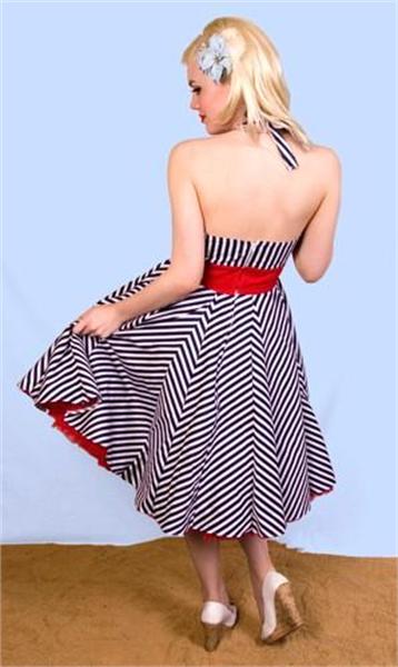 Nautical Nancy Swing Halter Dress (UK16)