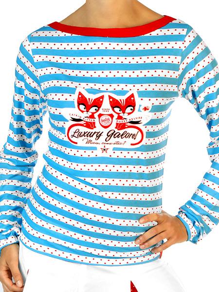 Luxury Galore White and Blue Stripy Shirt (UK8)