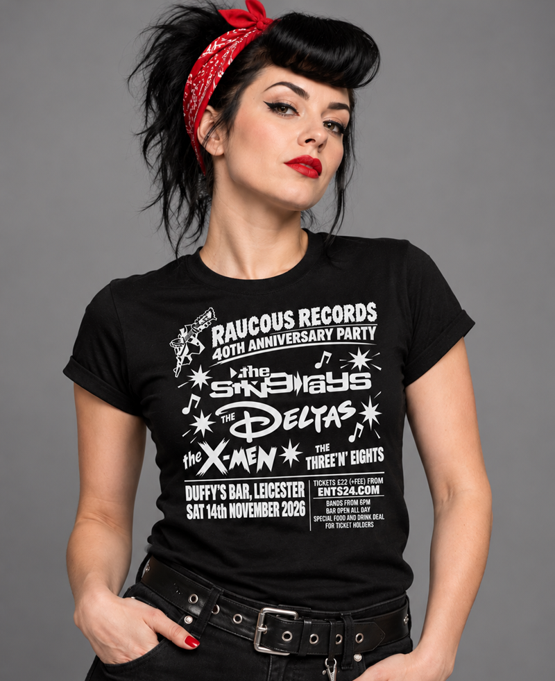 Raucous Records 40th Anniversary Party T-Shirt • PRE-ORDER