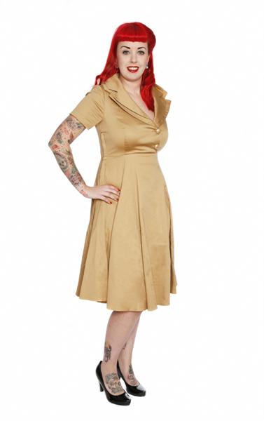 Rhonda Beige Pin Up Dress  (UK14)