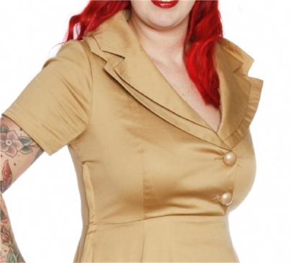 Rhonda Beige Pin Up Dress  (UK14)