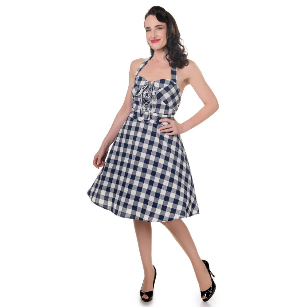 Rosie Blue and White Gingham Dress (UK8/10/12)