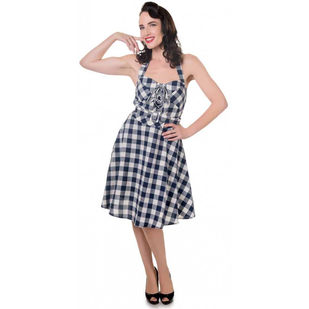 Rosie Blue and White Gingham Dress (UK8/10/12)