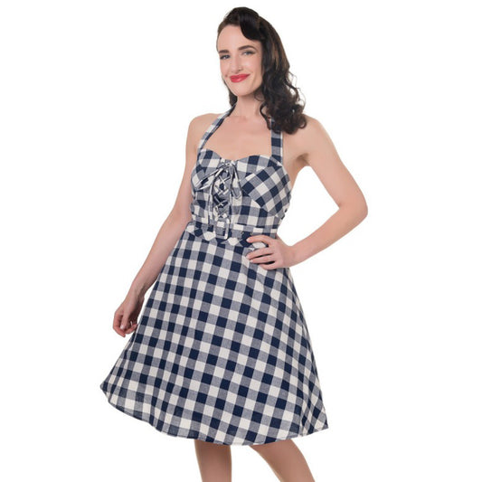 Rosie Blue and White Gingham Dress (UK8/10/12)