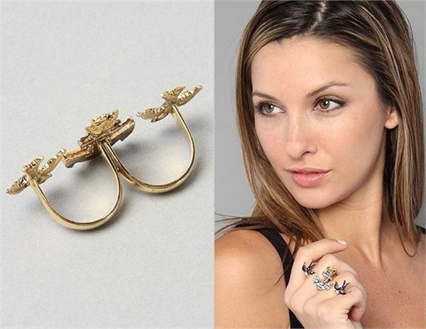 Anchor & Swallows Double Finger Ring