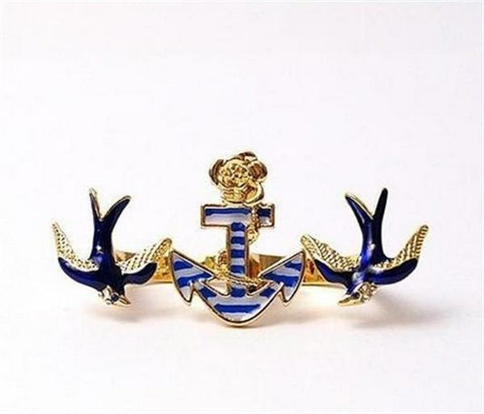 Anchor & Swallows Double Finger Ring