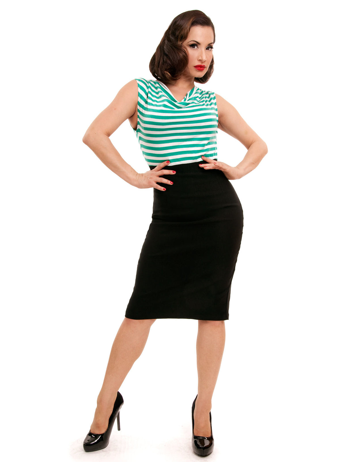 Sally Mint Stripe Pencil Dress (UK10/12)